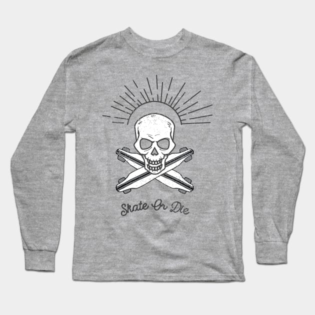 Skateboarder Sunrise Skull Long Sleeve T-Shirt by atomguy